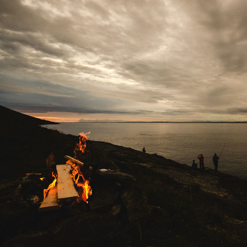 Scenic view of sea at sunset