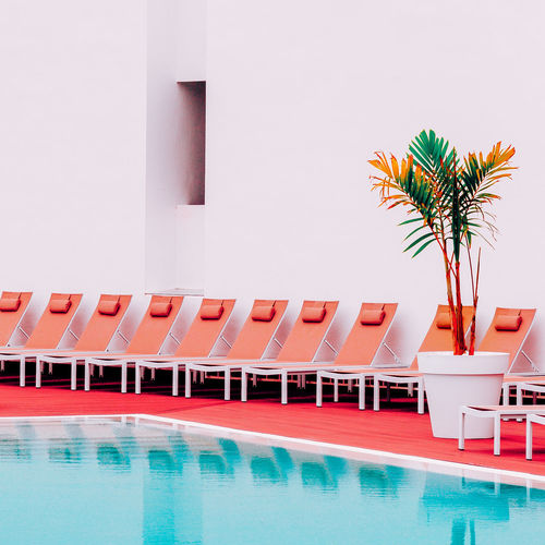 Minimalistic location. pool. fashion vacation mood