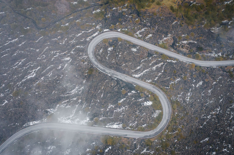 High angle view of road on land