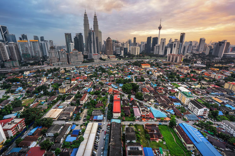 Kuala lumpur city centre and low cost residential area