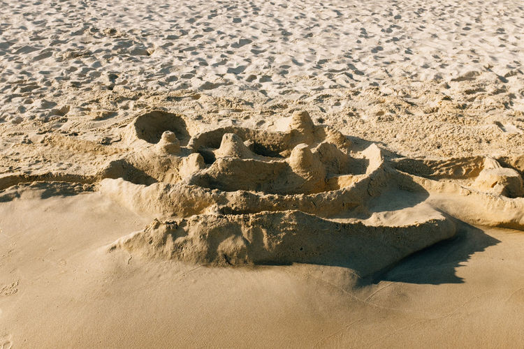 High angle view of sand on beach
