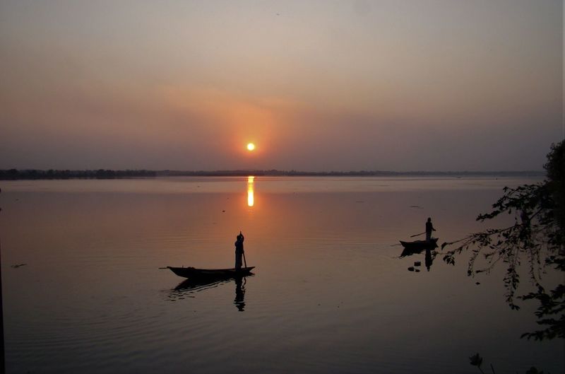 Sunset at brahmaputra river, tezpur, assam, india