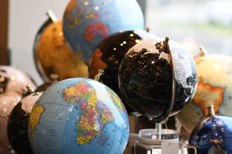 Close-up of globes