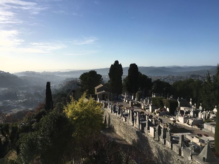 Cemetery at saint paul de vence against sky