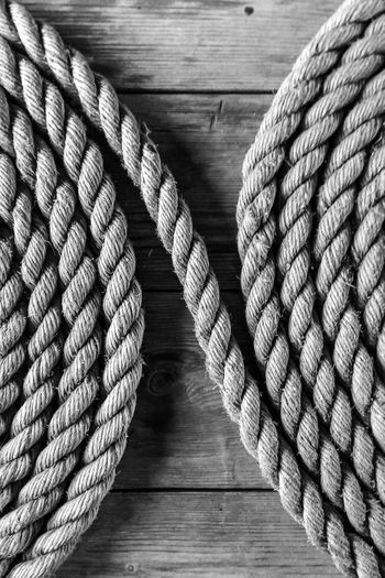 Close-up of ropes on table