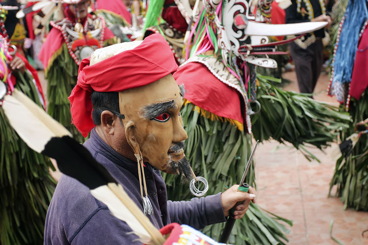 Close-up of man wearing mask