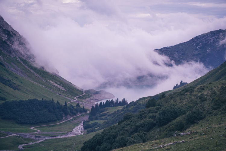 Scenic view of mountains against sky