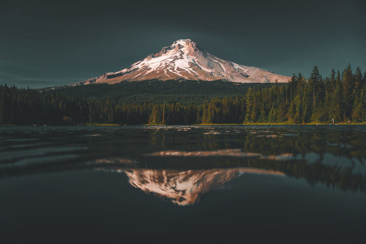 Mount hood reflected in trillium lake