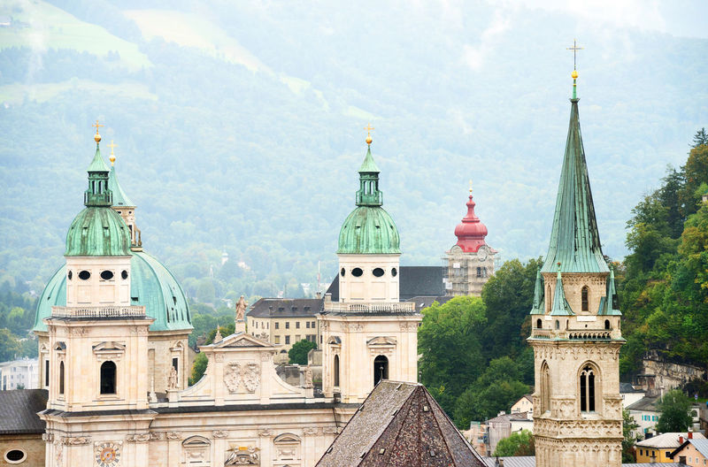 Franciscan church and salzburg cathedral in city