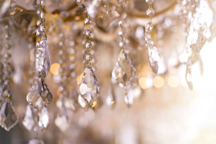 Close-up of chandelier hanging