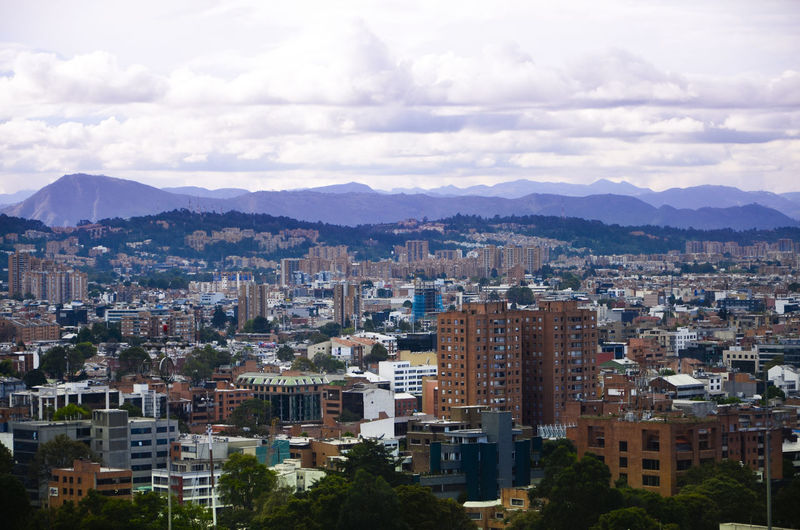 High angle view of townscape against sky