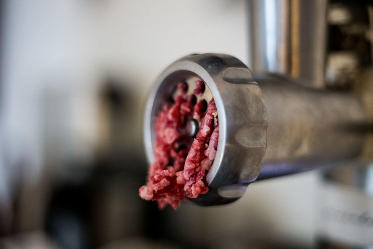 Close-up of meat grinder