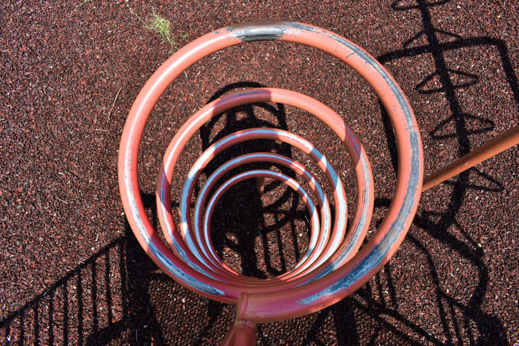 High angle view of spiral staircase in playground
