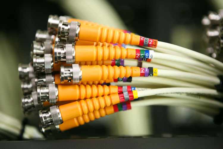 Close up of fiber cables