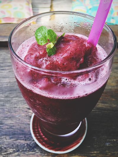 Close-up of berry smoothie