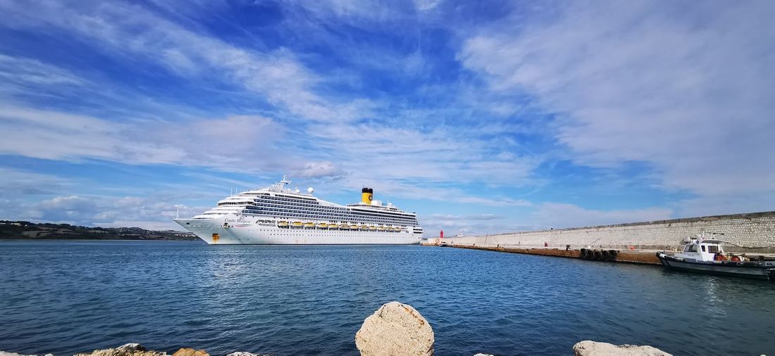Cruise ship costa magica entering the port of ancona with the infected of the covid-19 
