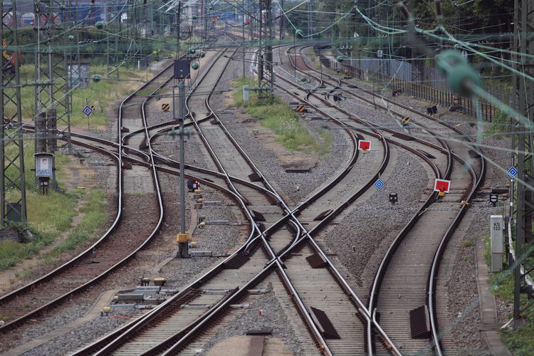 High angle view of railroad tracks