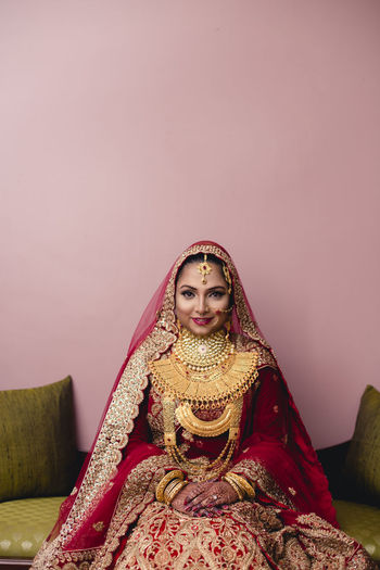 Young woman in wedding dress