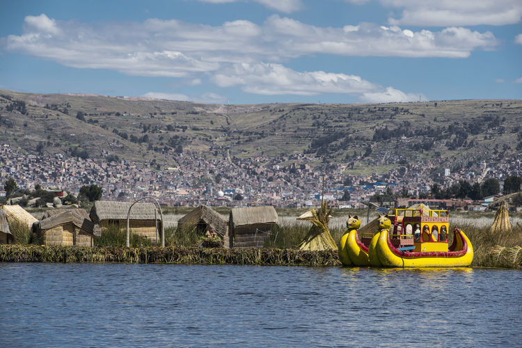 Typical panther boat at the floating islands on the titicaca lake