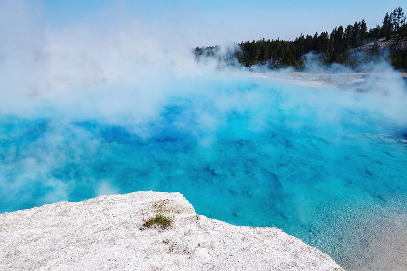 High angle view of hot spring