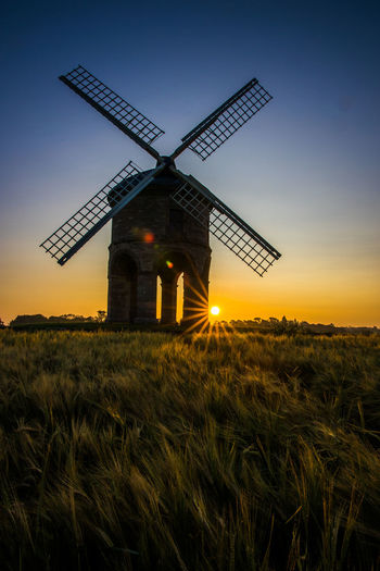 Chesterton windmill low angle with sunrise. 