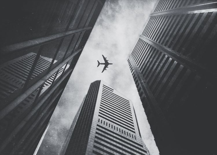 Low angle view of modern building against sky