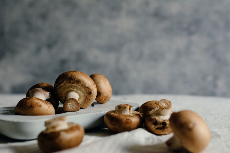 Close-up of mushrooms on table