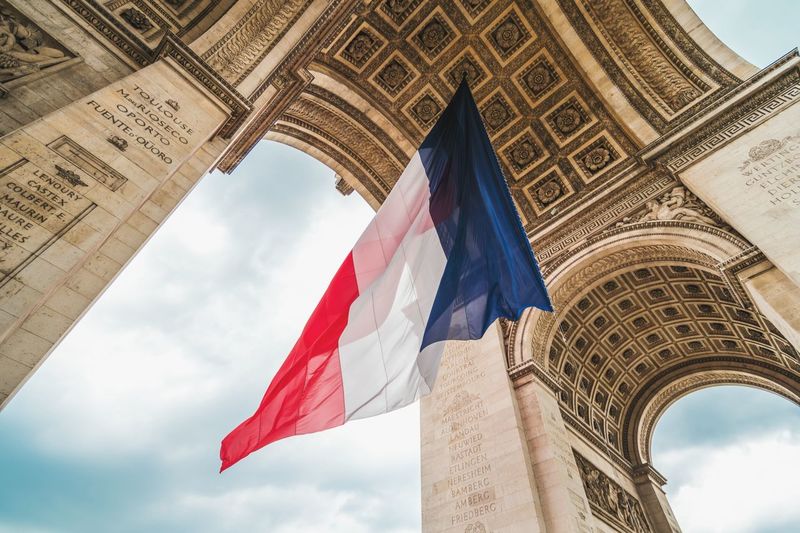 Low angle view of french flag
