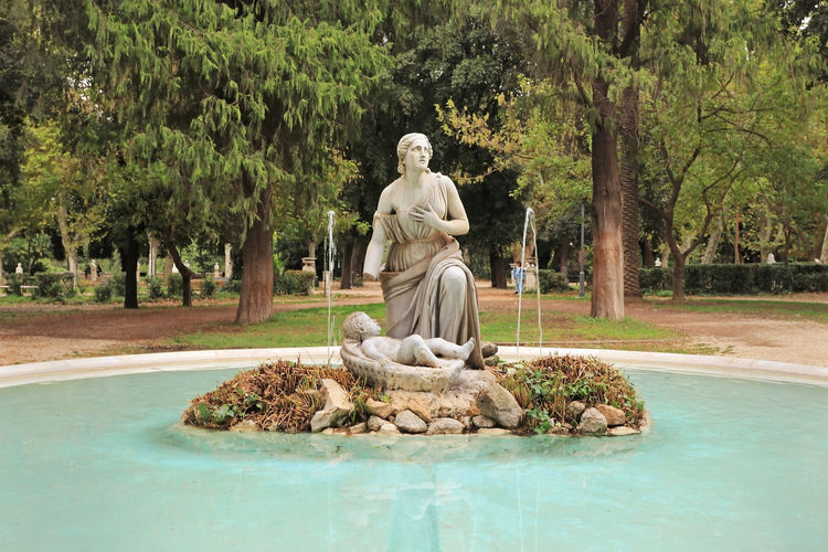 Rome, villa borghese park. moses fountain
