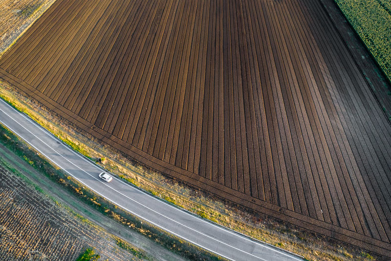 High angle view of empty road