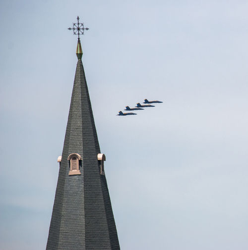 Blue angels with church steeple 
