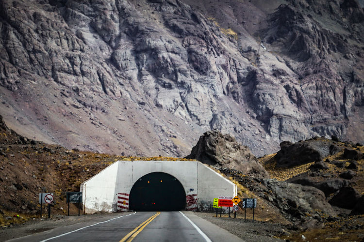 Road passing through tunnel