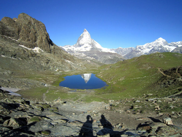 Matterhorn landmark peak of europe in zermatt  green zero carbon city summer