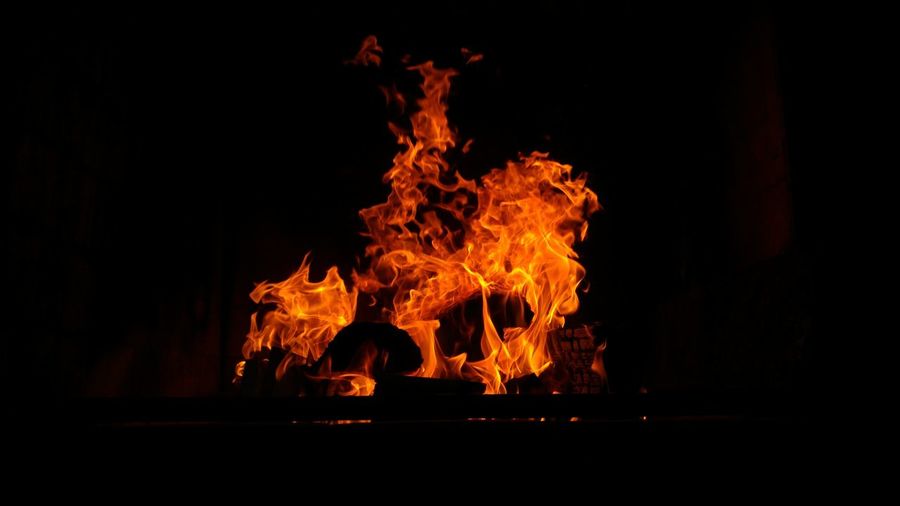 Close-up of bonfire at night