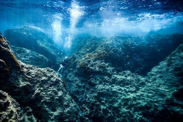 Close-up of diver underwater