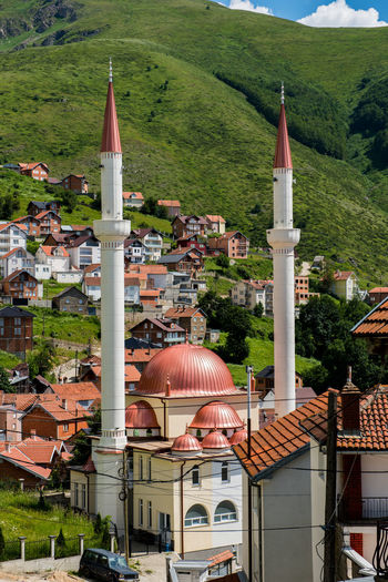 View of mosque in town
