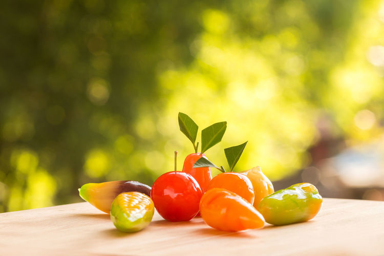Close-up of fruits on table
