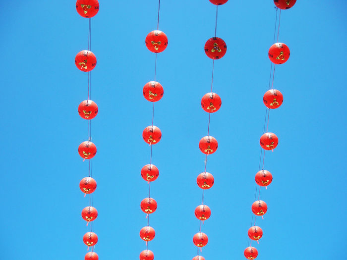 Low angle view of traditional red lanterns