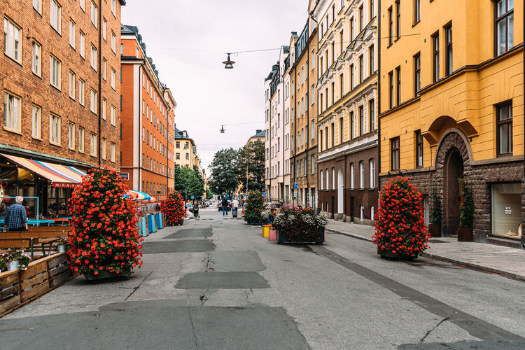 Street scene in sofo, a trendy quarter in stockholm, known for its hipster cafes and cool shops.