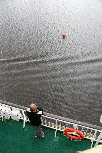 High angle view of a boat in water