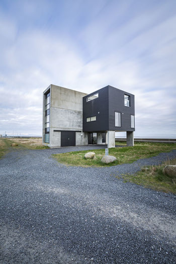 Denmark, romo, gravel driveway of modern summer house