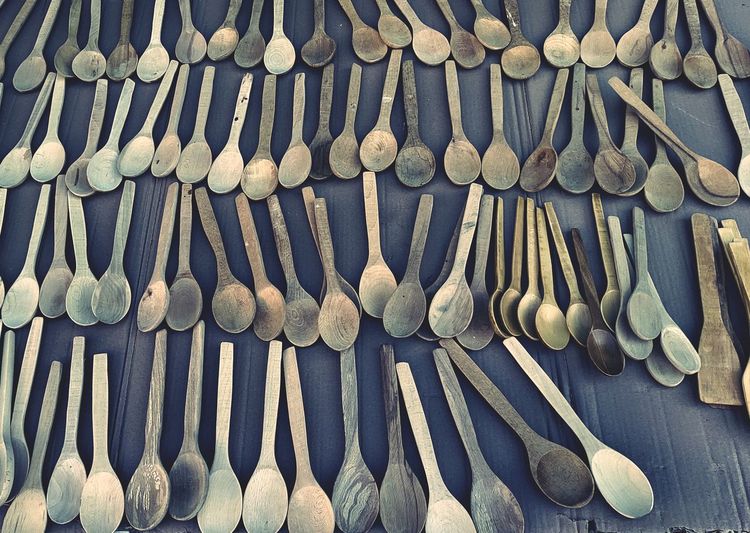 Full frame shot of wooden spoons