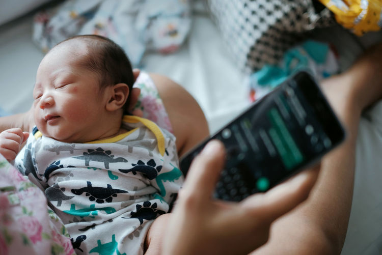 Baby boy using mobile phone