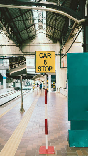 Information sign on railroad station platform