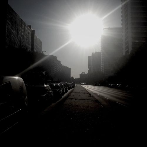 Road passing through city