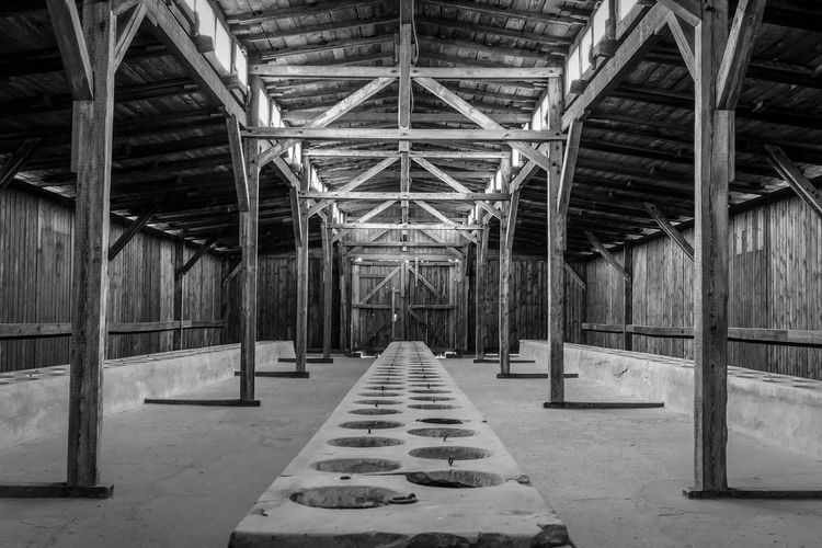 Interior of empty covered walkway