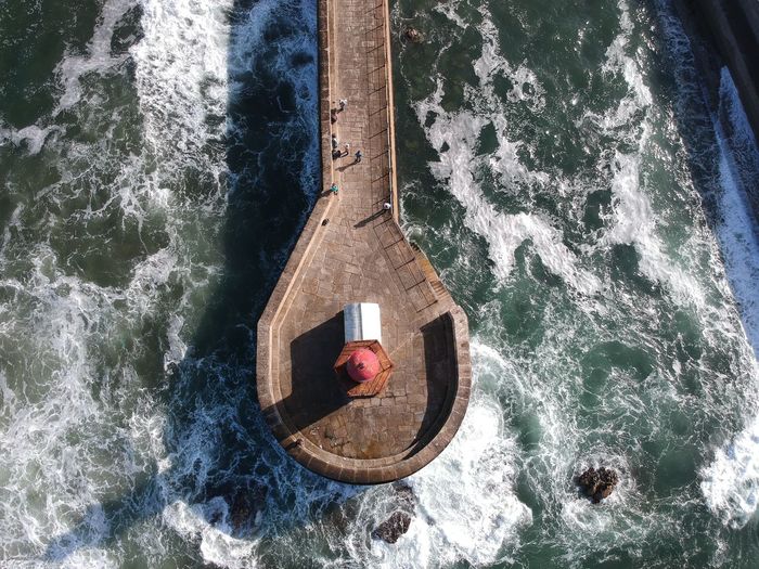 High angle view of pier in sea
