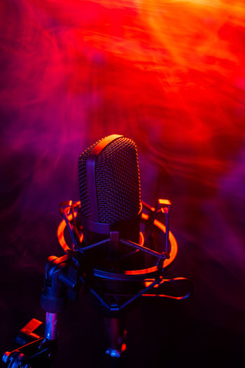 Close-up of microphone in music concert