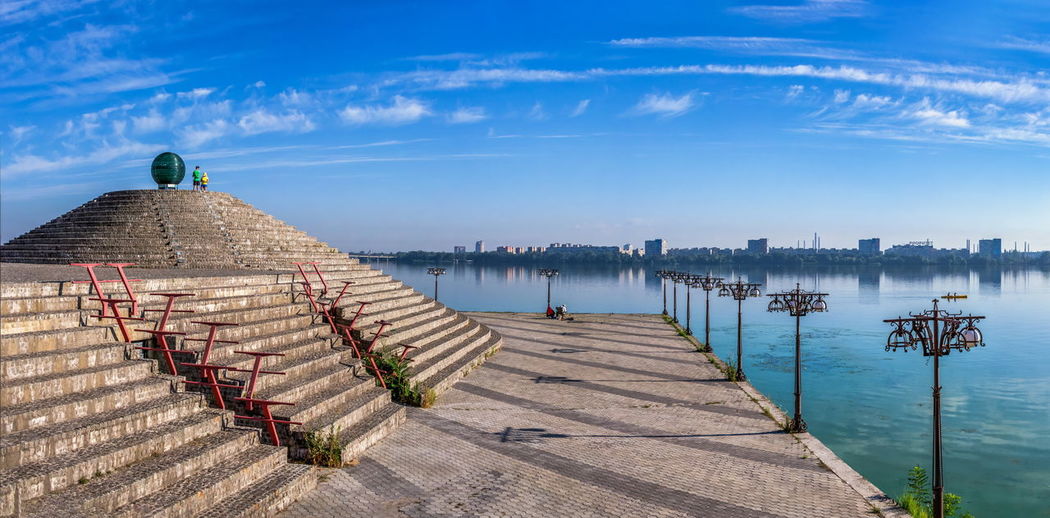Ball of desires on the dnipro embankment in ukraine on a sunny summer day