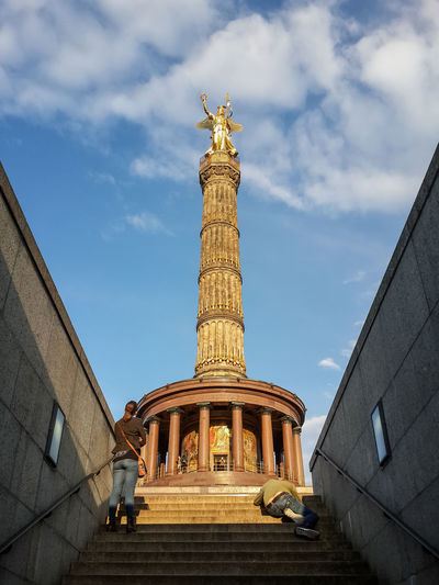 Low angle view of historic victory column/siegessäule in berlin, germany